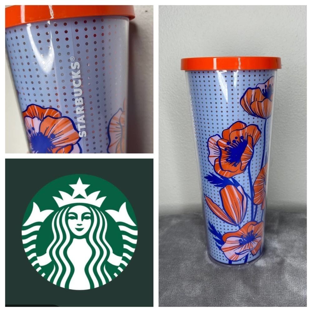 Starbucks 2017‎ Poppy Venti Insulated Tumbler No Straw!